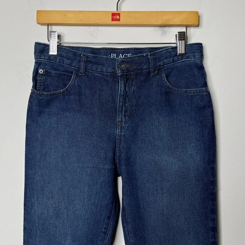 Children's Place Girl's Skinny Jeans 14 Dark Wash High Rise Denim 100% Cotton